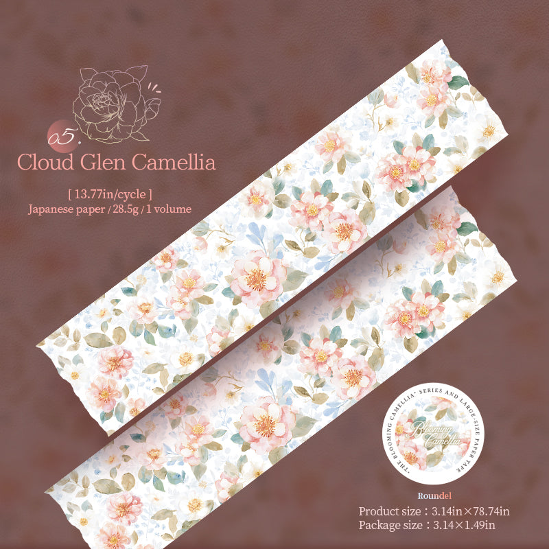 Blooming Camellias Washi Tape (8cm x 2m)