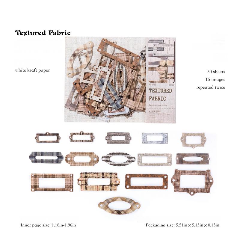 0912 Vintage Archives Solid die cut Sticker -30Pcs each pack