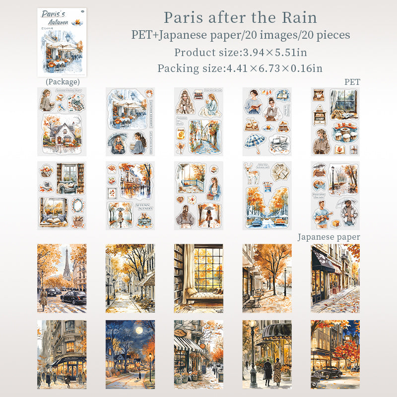 0916 Autumn in paris PET & Washi Sticker book -20Pcs each pack