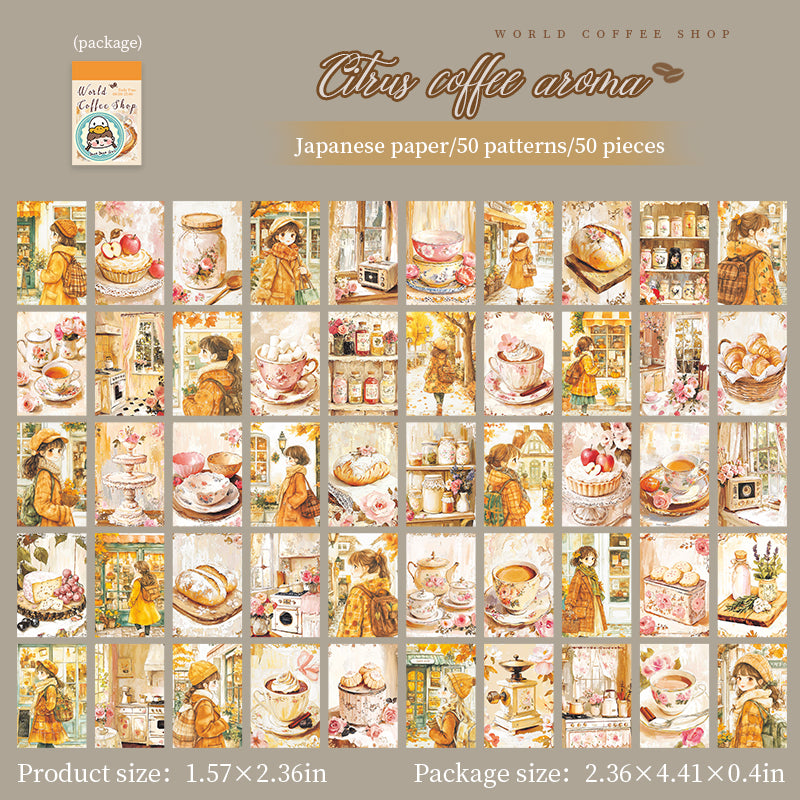 0623 Coffee shop Washi mini Sticker book -50Pcs each pack