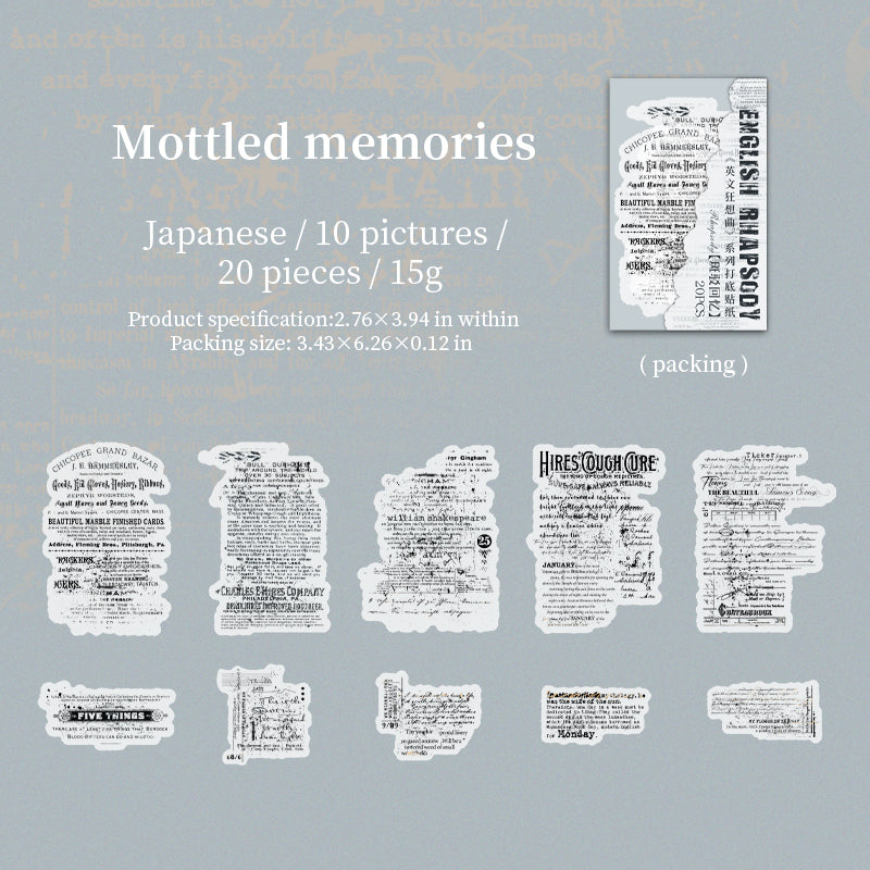 0527 Vintage letter Washi Sticker -20Pcs each pack