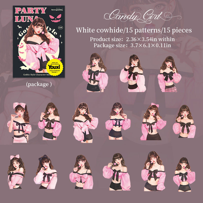 0820 Luna's Party PET Sticker -15Pcs each pack