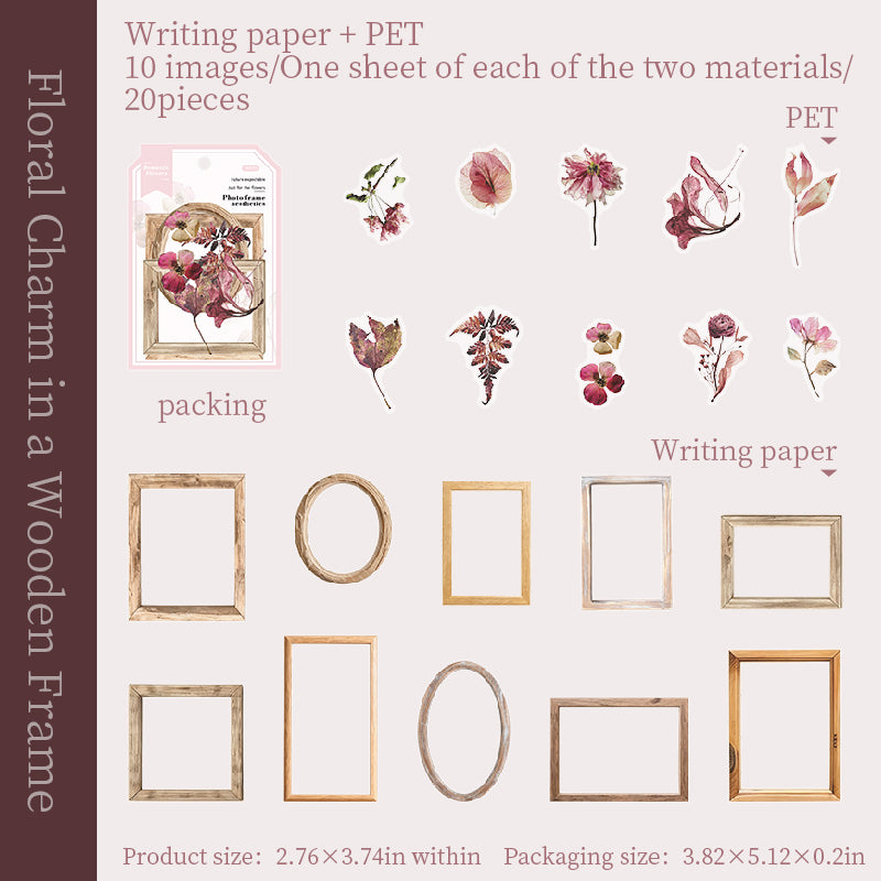 1115 Picture frames and dried flowers sticker -20Pcs each pack