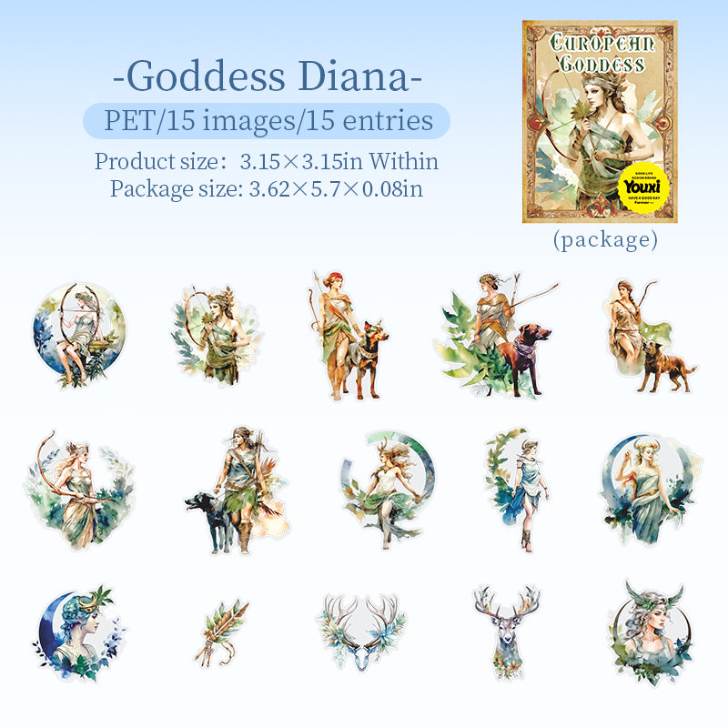 0826 Mythical goddess PET Sticker -15Pcs each pack