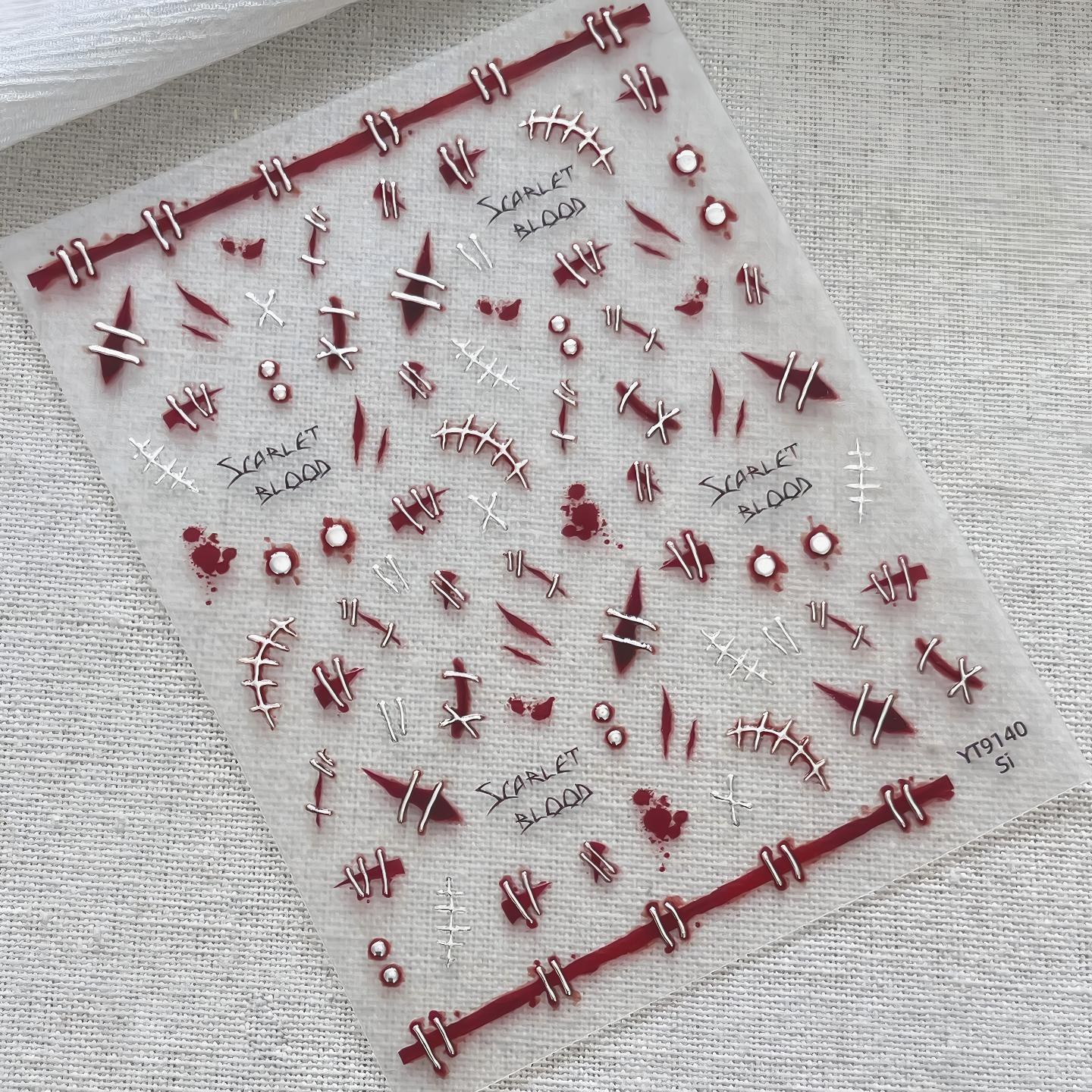 M342- Sutured Wounds Embossed Mini sticker 1 Pcs