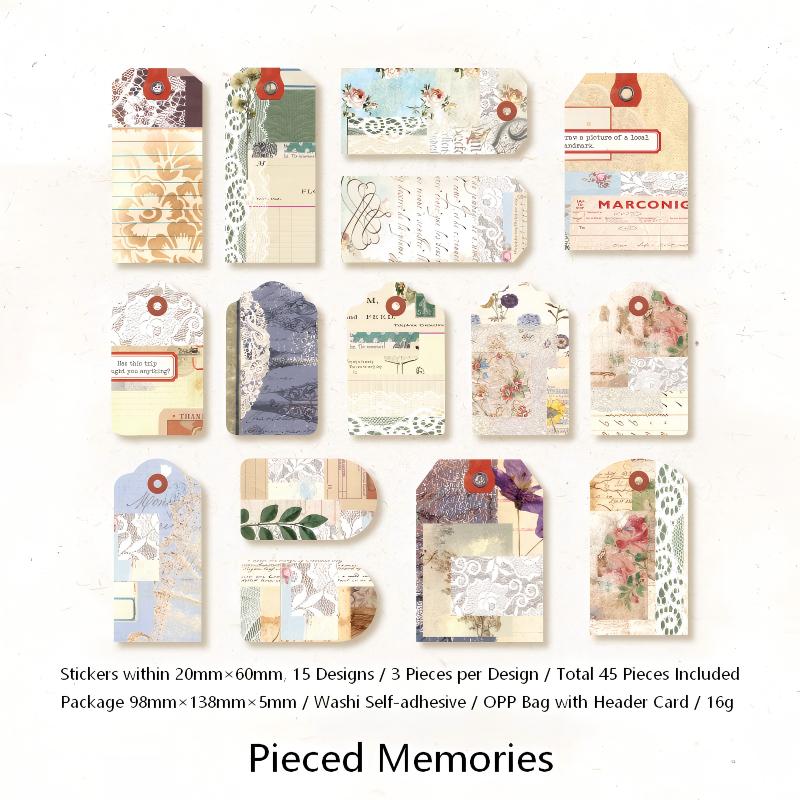 Vintage Wanderlust Longing Washi Stickers -45Pcs each pack
