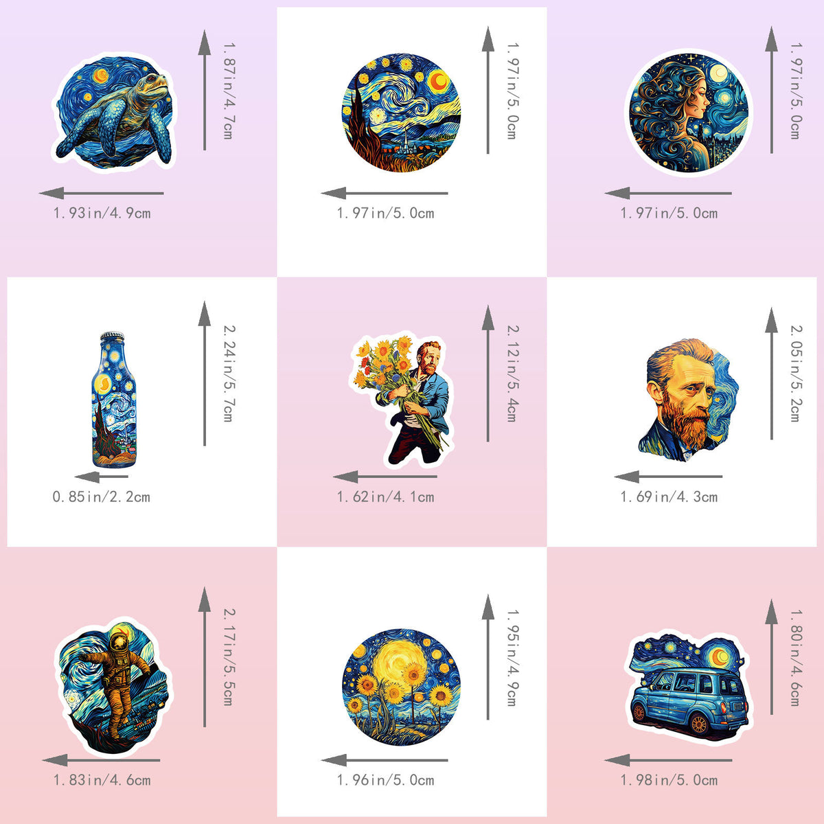 Sticker sizes
