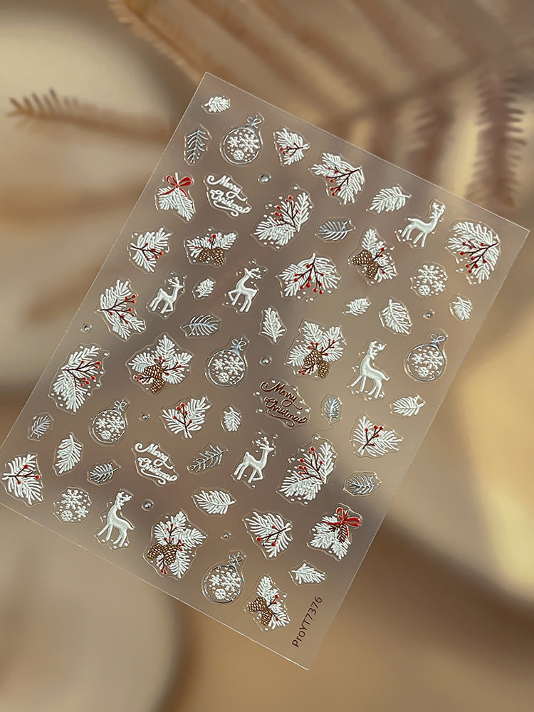 1201 M268- Christmas Embossed Mini sticker 1 Pcs