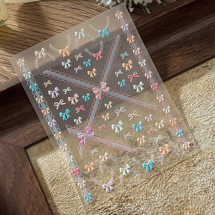 1022 M246- Christmas bow Embossed Mini sticker 1 Pcs