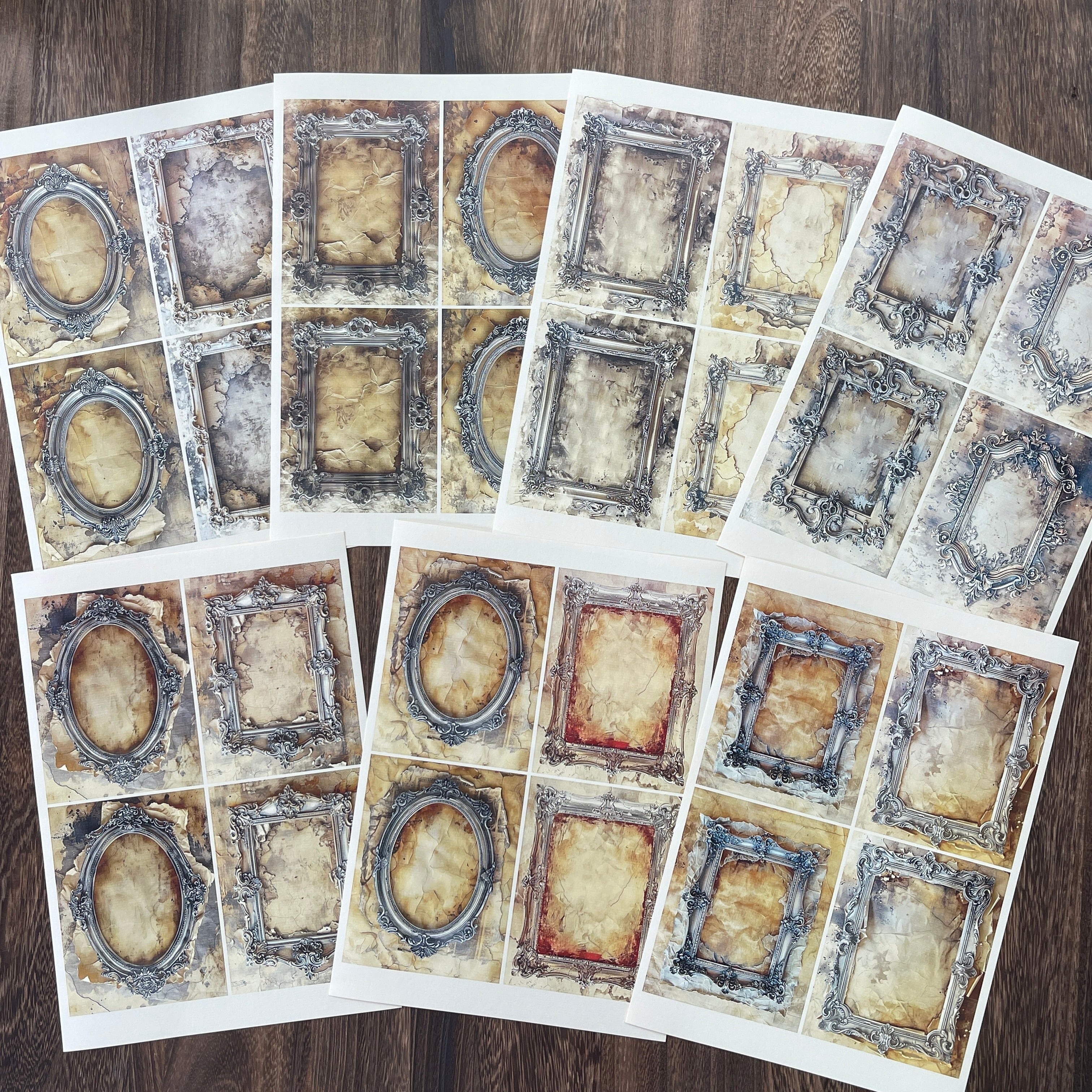 0821 A4 size Vintage photo frame Style Paper 7 pcs