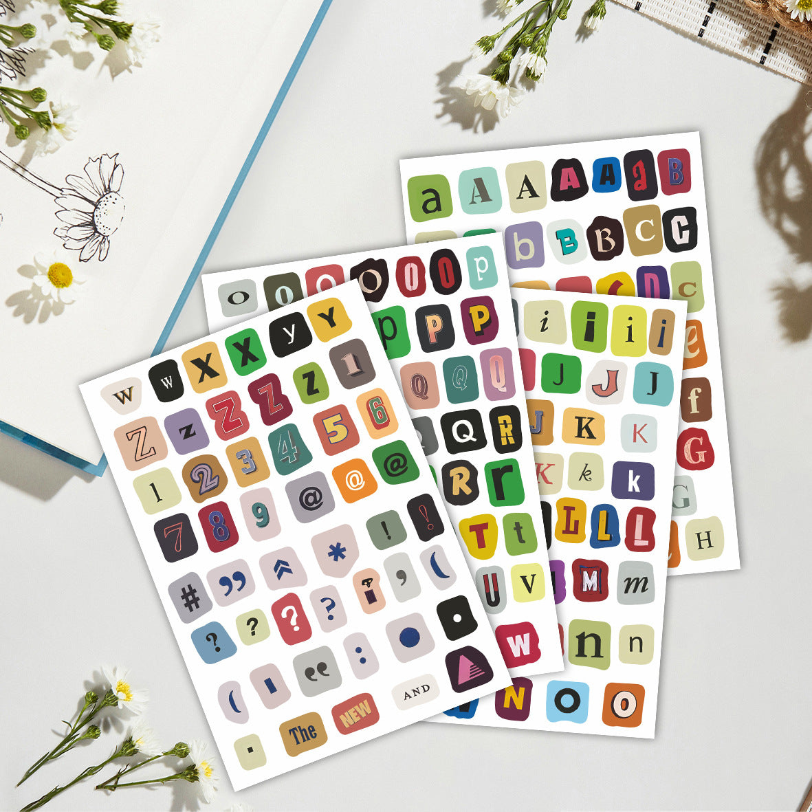 1225 Colorful Watercolor Letters sticker -4Pcs each pack