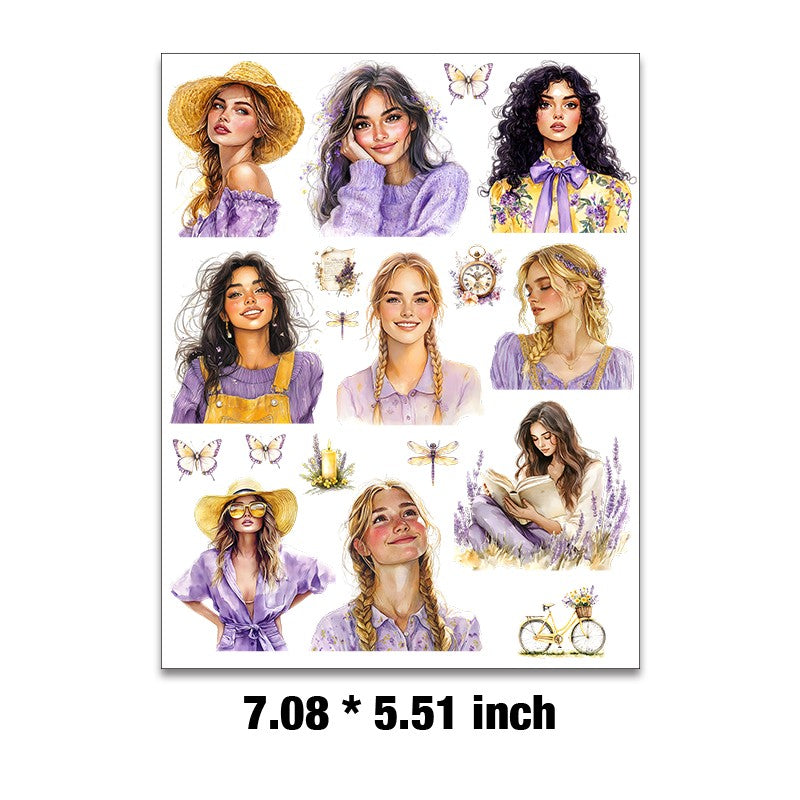 E-177- Lavender Girl Embossed sticker 1 Pcs