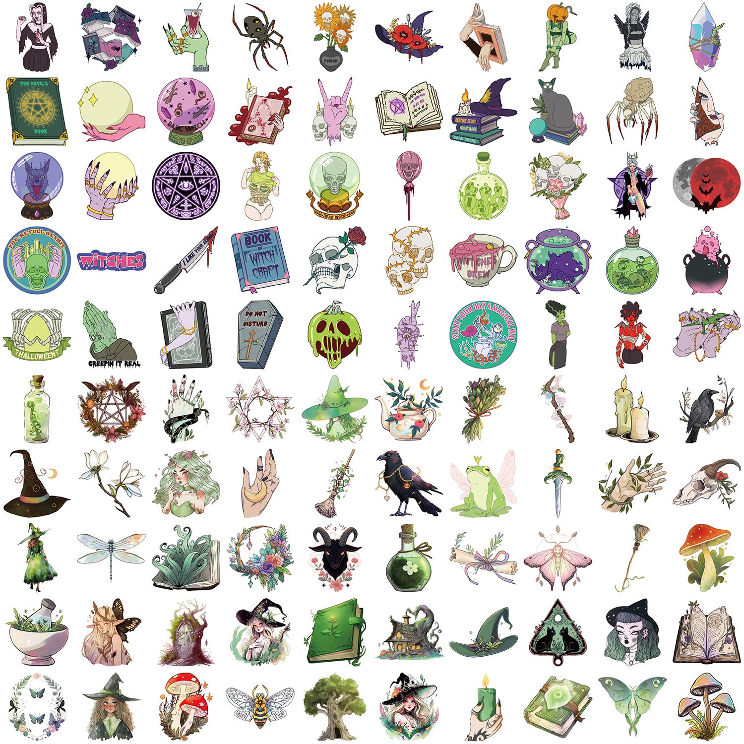 0821 100 Magic witch Stickers solid with white border
