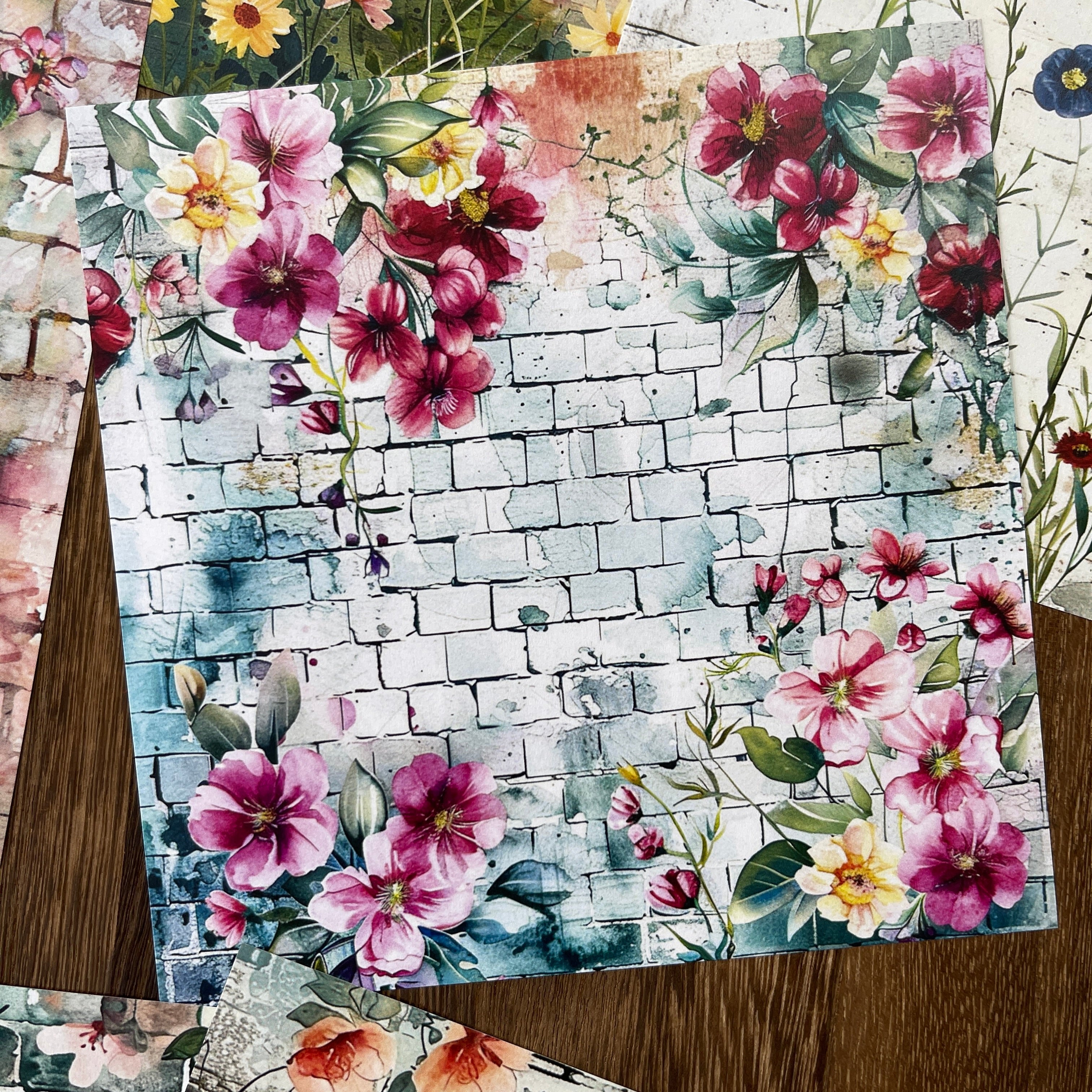 0818 Flower wall background paper 15*15cm -10Pcs each pack
