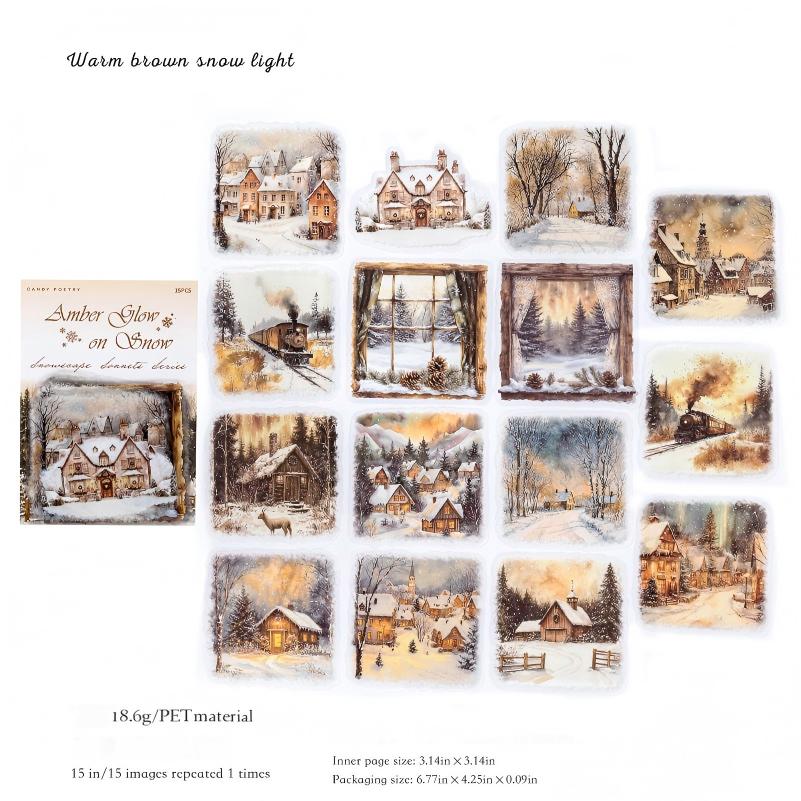 1215 Snow scene PET sticker -15Pcs each pack