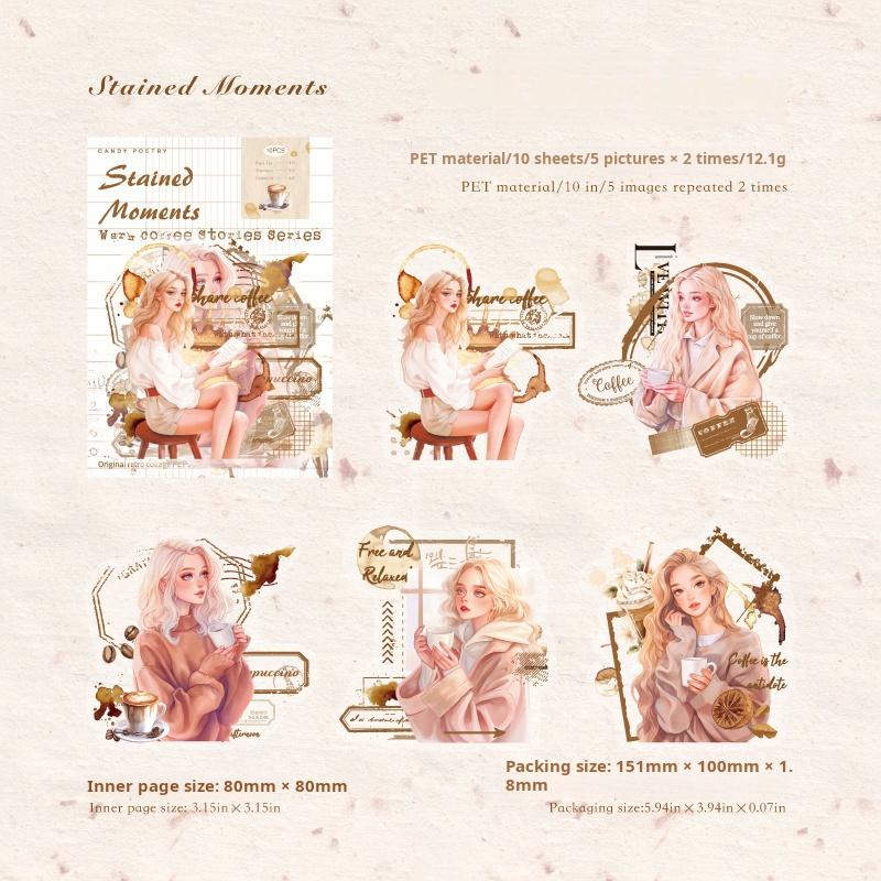 1031 Autumn Warm Coffee PET sticker -10Pcs each pack