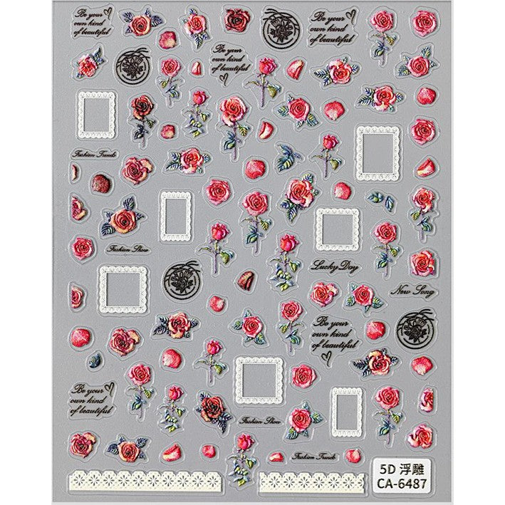 M-66- Rose Embossed Mini sticker 1 Pcs