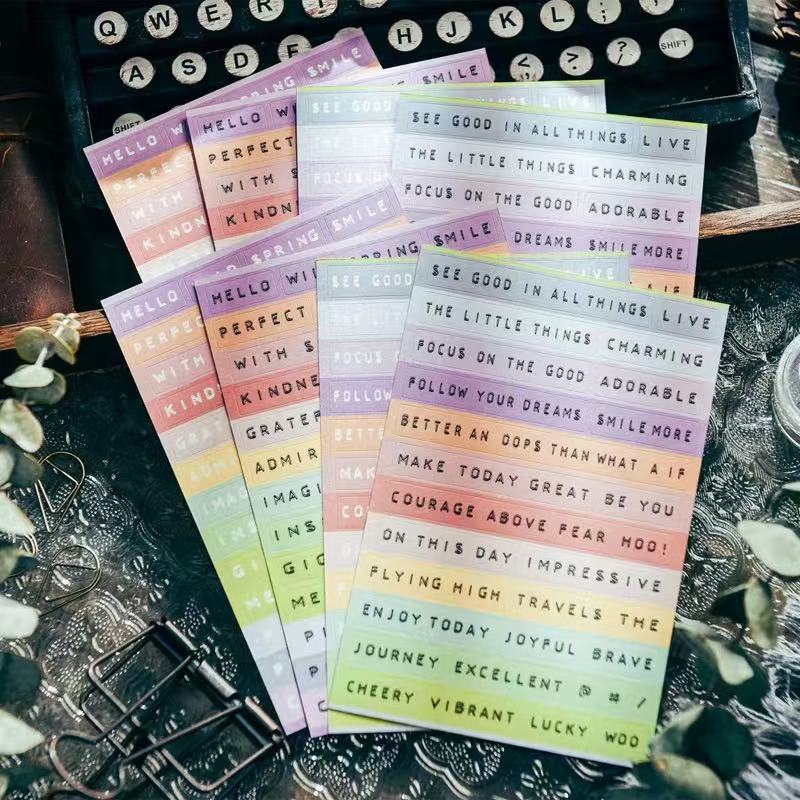 Vintage Art Font Quote Stickers -8Pcs each pack