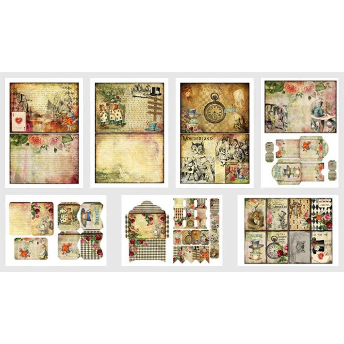 0402 A4 size Alice in wonderland Style Paper 7 pcs
