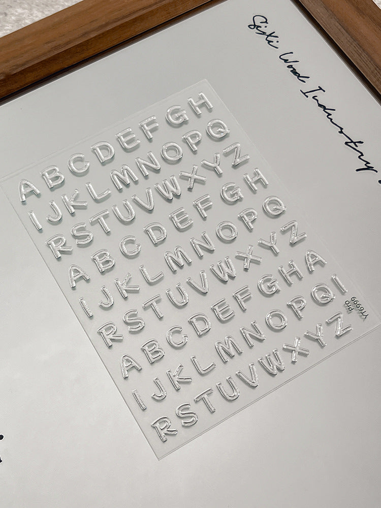 260105 M275- Gold / silver Letter Embossed Mini sticker 1 Pcs