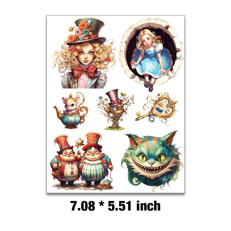 E-7- Alice in Wonderland Embossed sticker 1 Pcs
