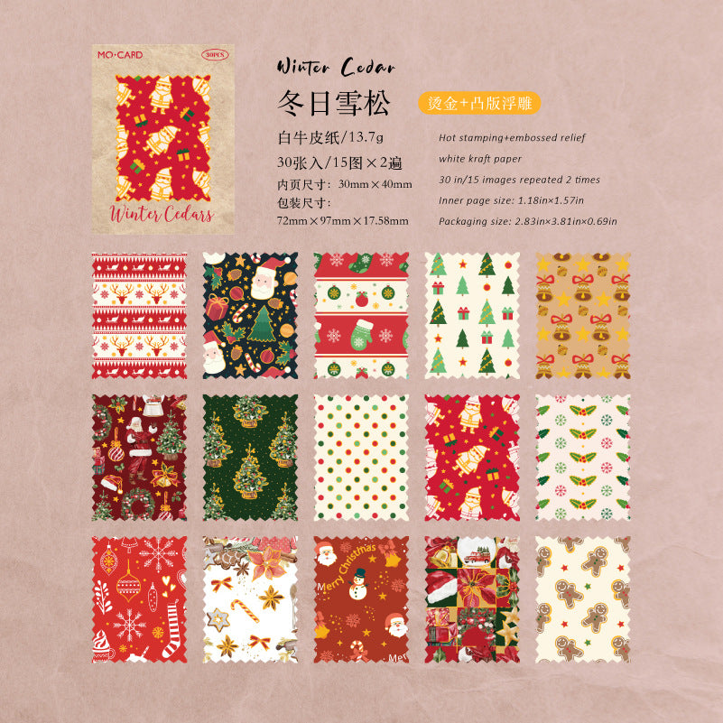 Christmas Letter Solid Stamp Stickers – 30 Pcs, 4 Designs