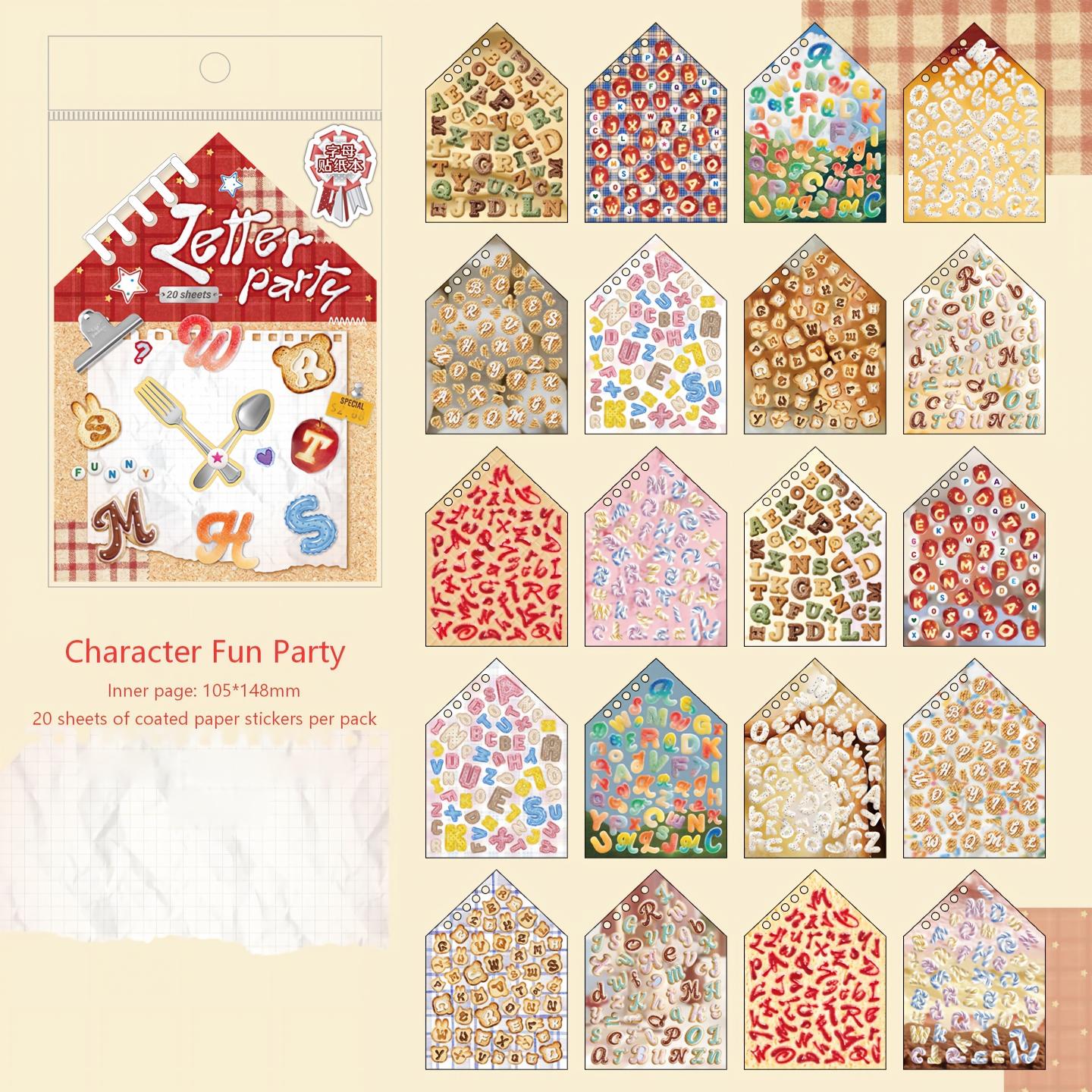 Letter Art Paper Sticker Book -20Pcs each pack