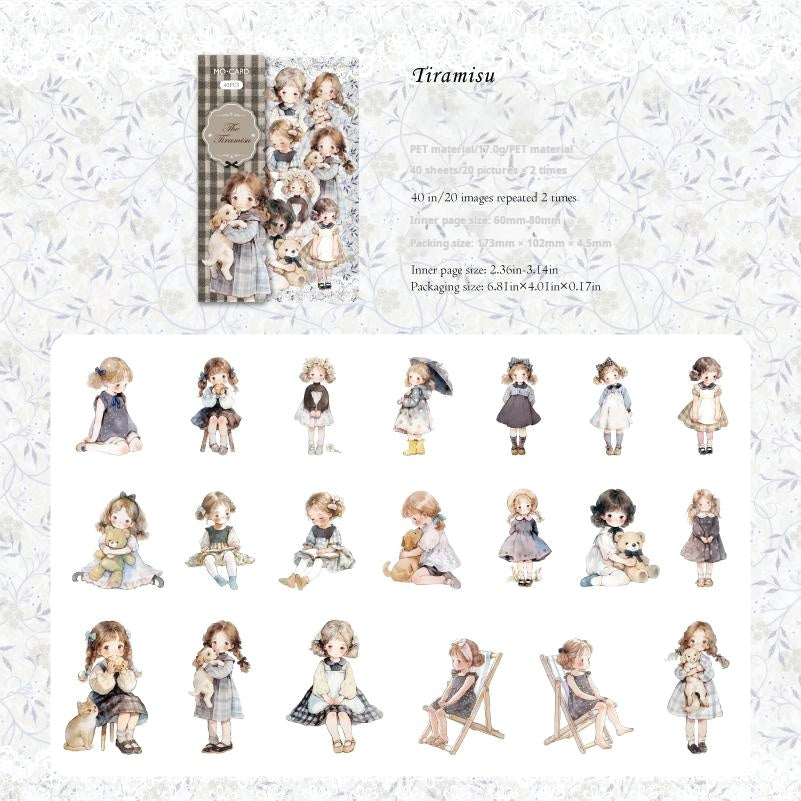 0626 Little girl PET Sticker -40Pcs each pack