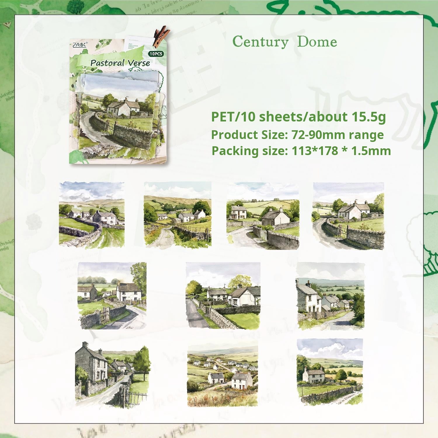 0912 Town Four Seasons PET Sticker -10Pcs each pack