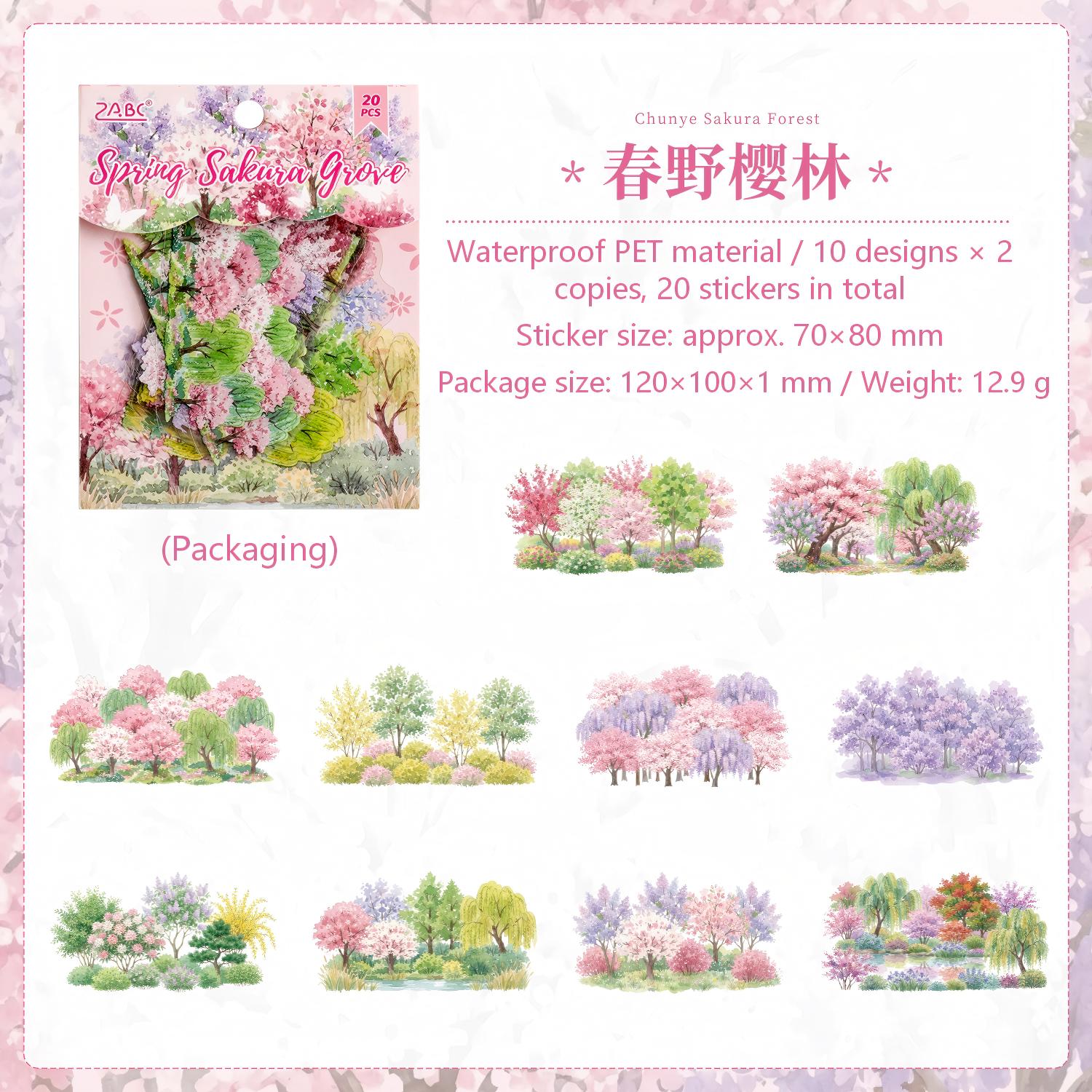 Four Seasons of the Forest PET Stickers -20Pcs each pack