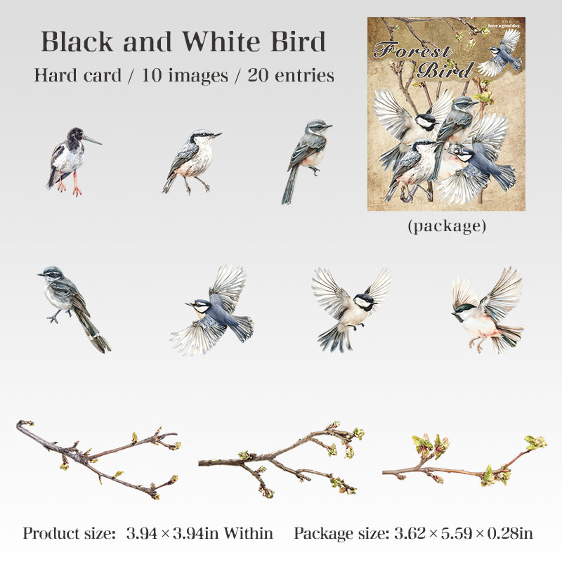 1225 Forest bird cardstock sticker -20Pcs each pack