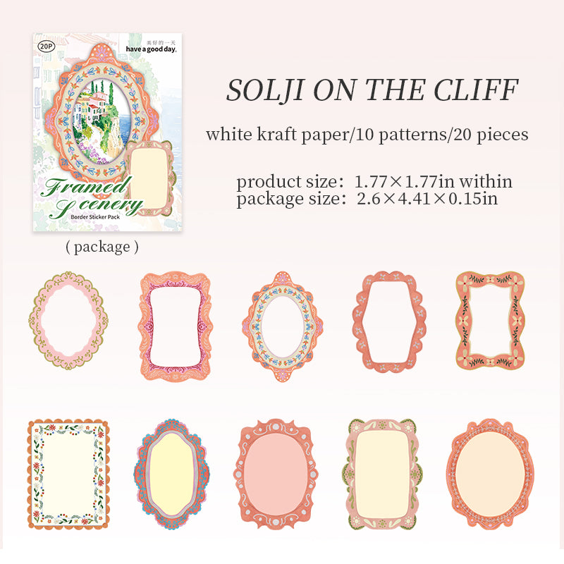 Provencal Floral Border Solid Sticker -20Pcs each pack