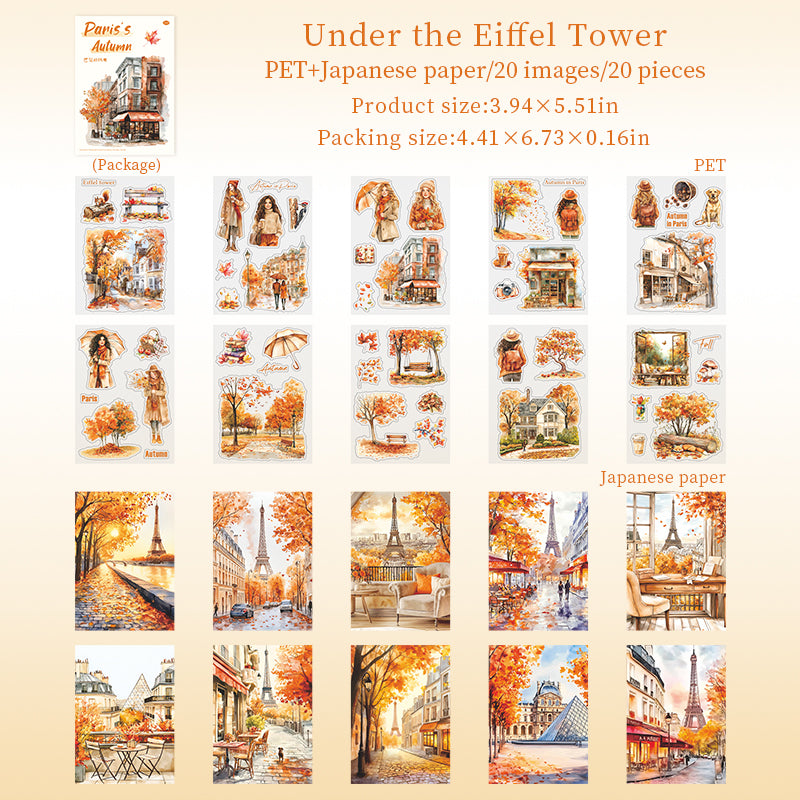 0916 Autumn in paris PET & Washi Sticker book -20Pcs each pack