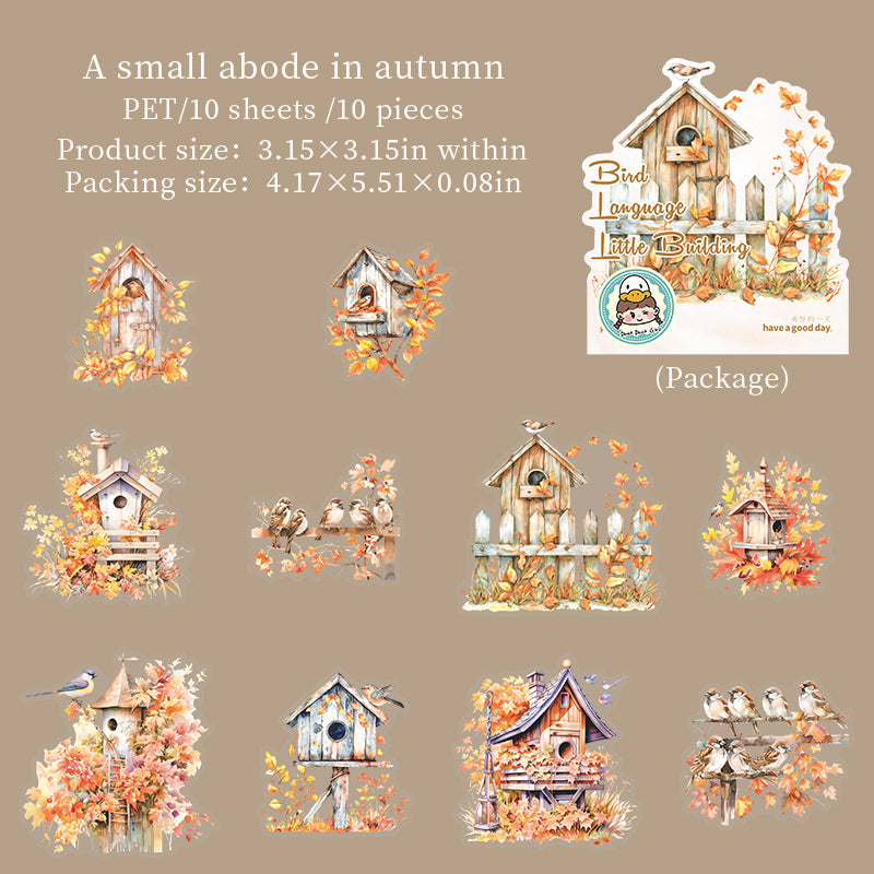 0618 Little Bird's Flower House PET Sticker -10Pcs each pack