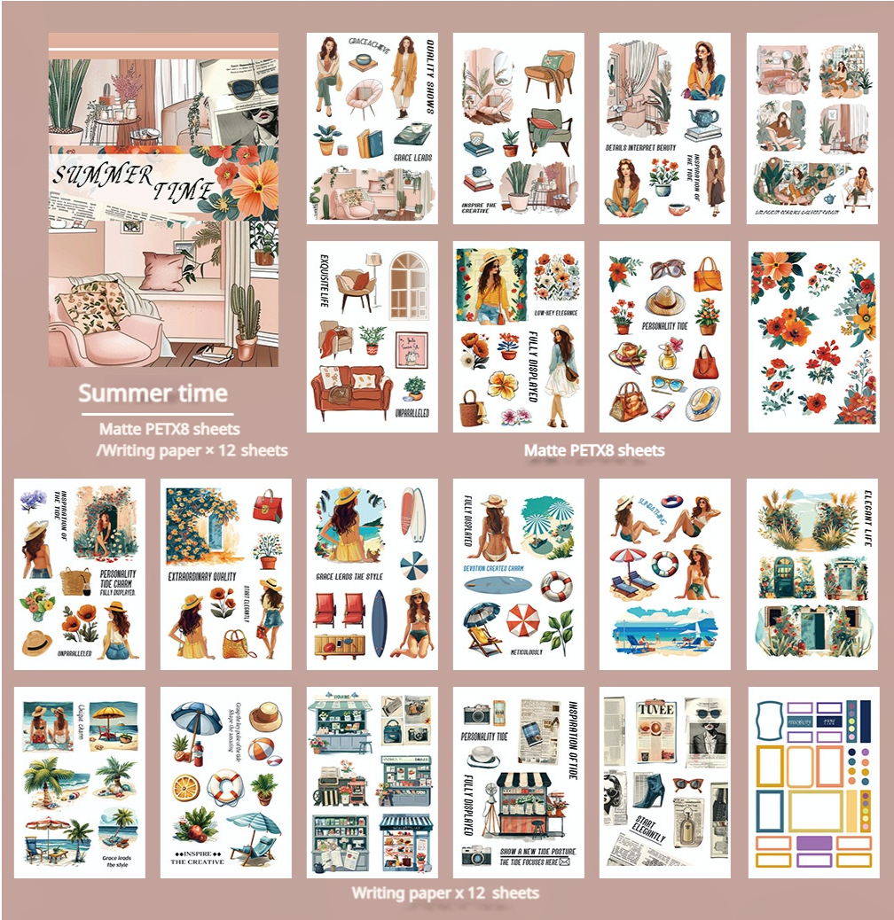 Time Sticker Book S-551- Summer time Sticker Book -20Pcs each pack – Goodiesforsoul