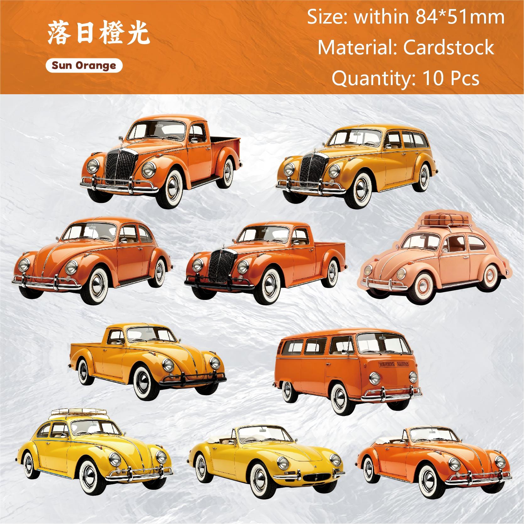 Vintage Vehicle Collection Cardstock Stickers -10Pcs each pack