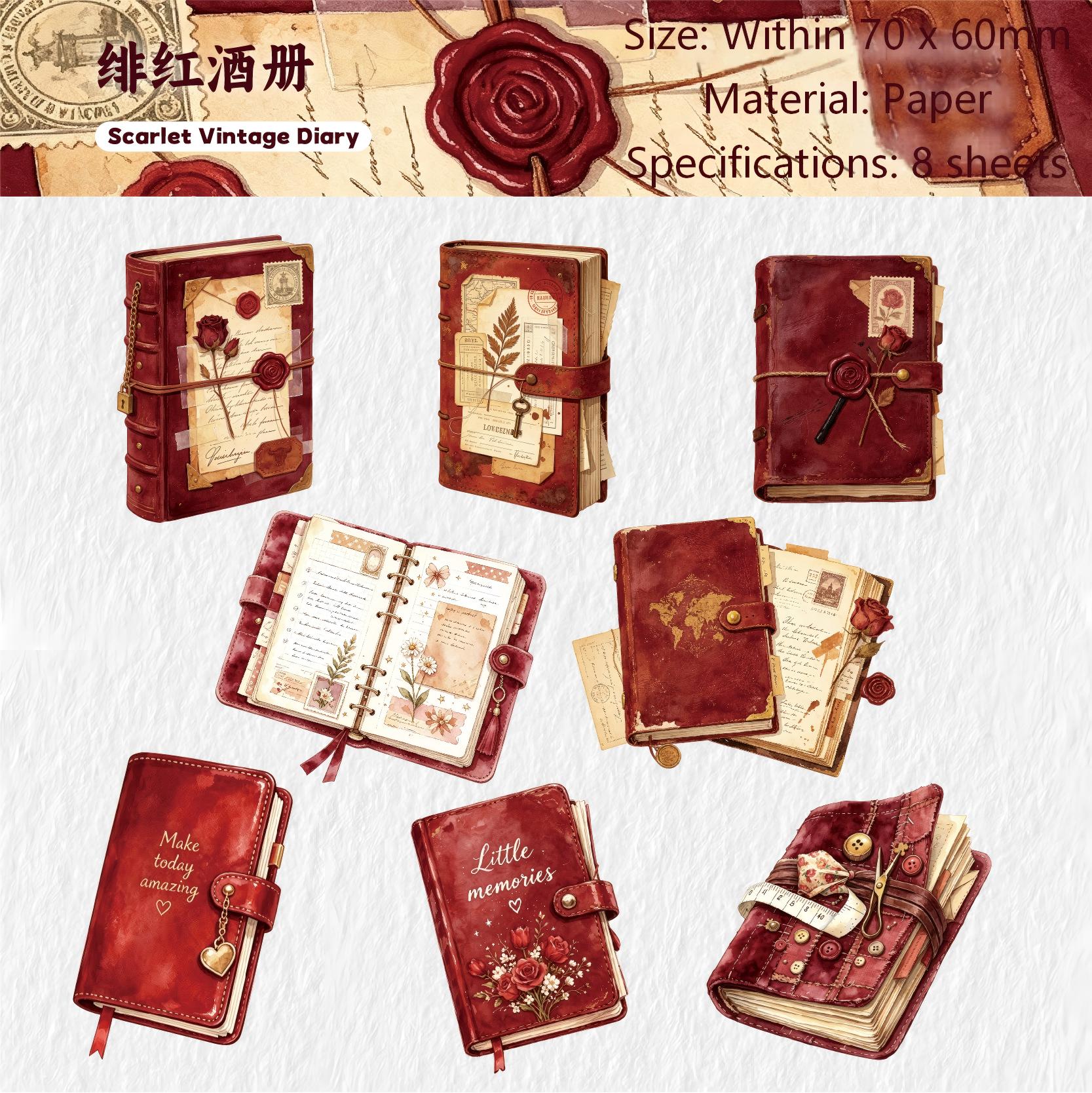 Vintage Notebook Journal Solid Stickers -8Pcs each pack