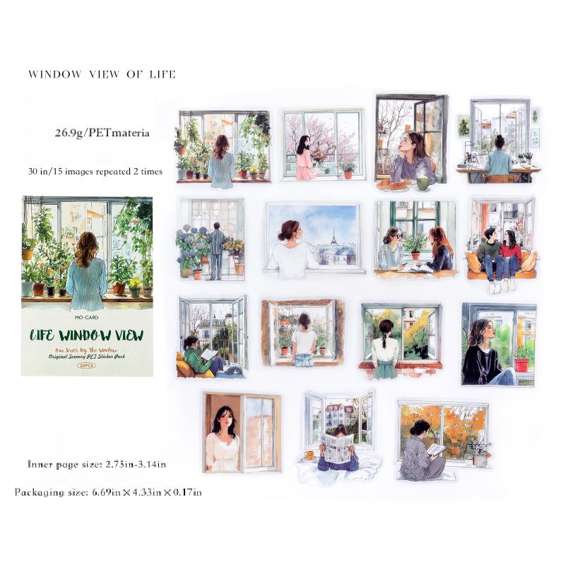 0827 Window PET Sticker -30Pcs each pack