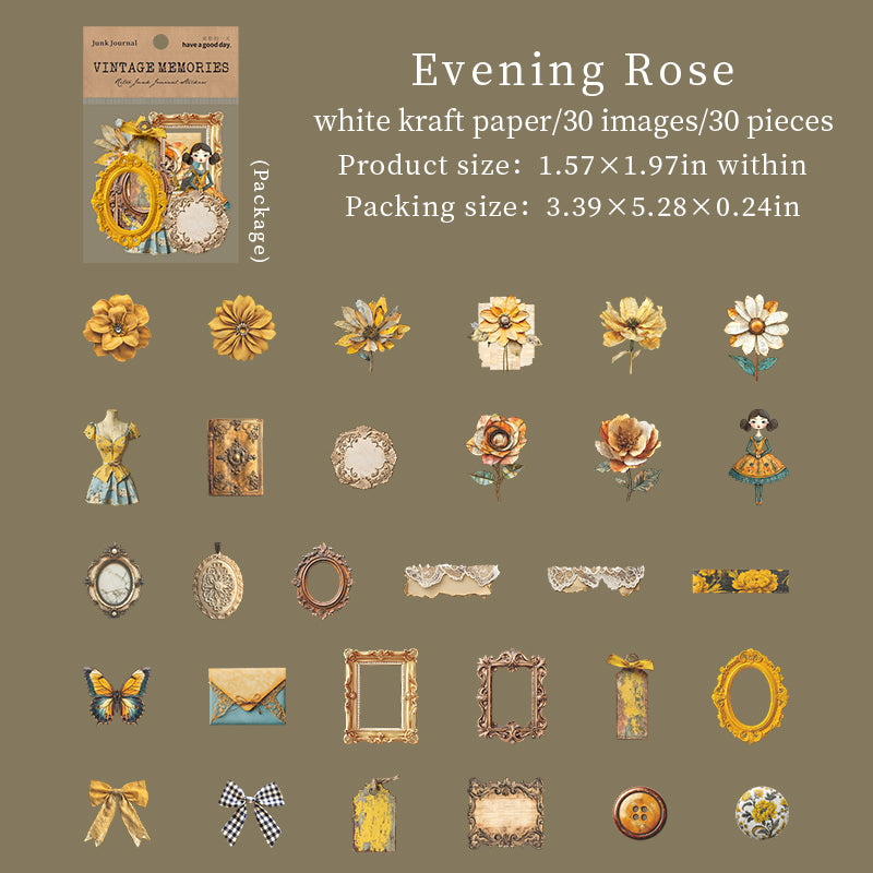0910 Vintage Solid Sticker -30Pcs each pack