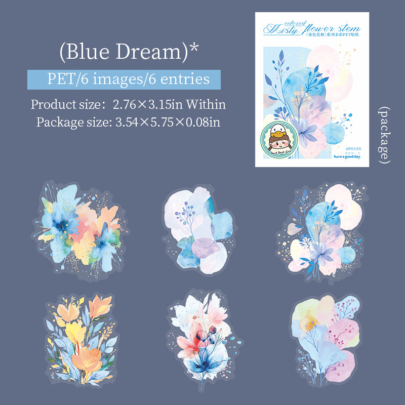0731 Flowers and plants PET Sticker -6Pcs each pack