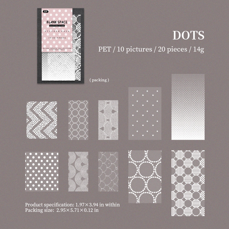 260316 Blank Space PET Sticker -20Pcs each pack