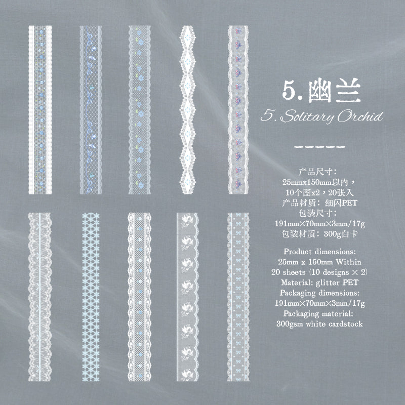 Lace Flakes PET Stickers -20Pcs each pack