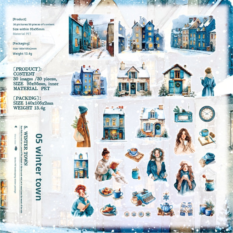 260102 Winter day PET sticker -30Pcs each pack