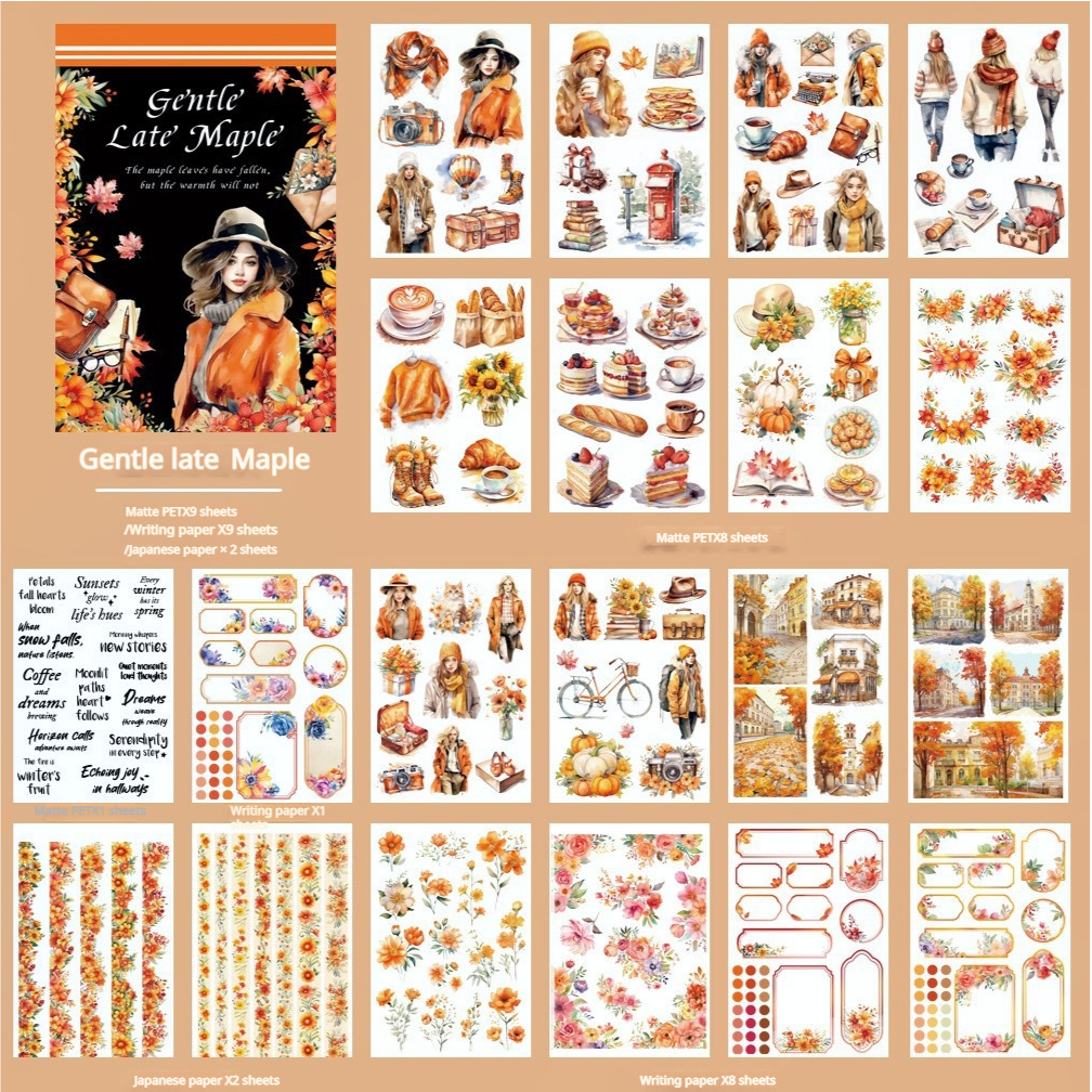 S-533- Gentle late Maple Sticker Book -20Pcs each pack