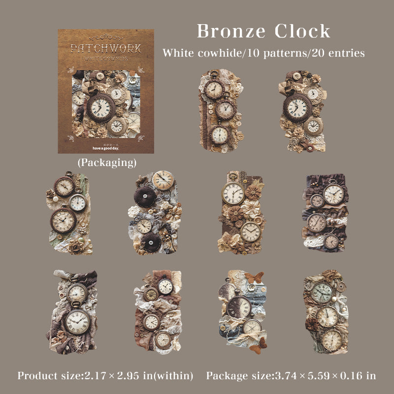 260316 The Art of Vintage Patchwork Solid Sticker -20Pcs each pack
