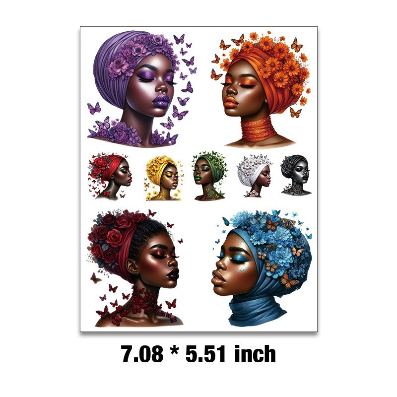E-74- Black girl Embossed sticker 1 Pcs