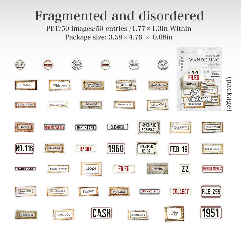 0902 Vintage PET Sticker -50Pcs each pack