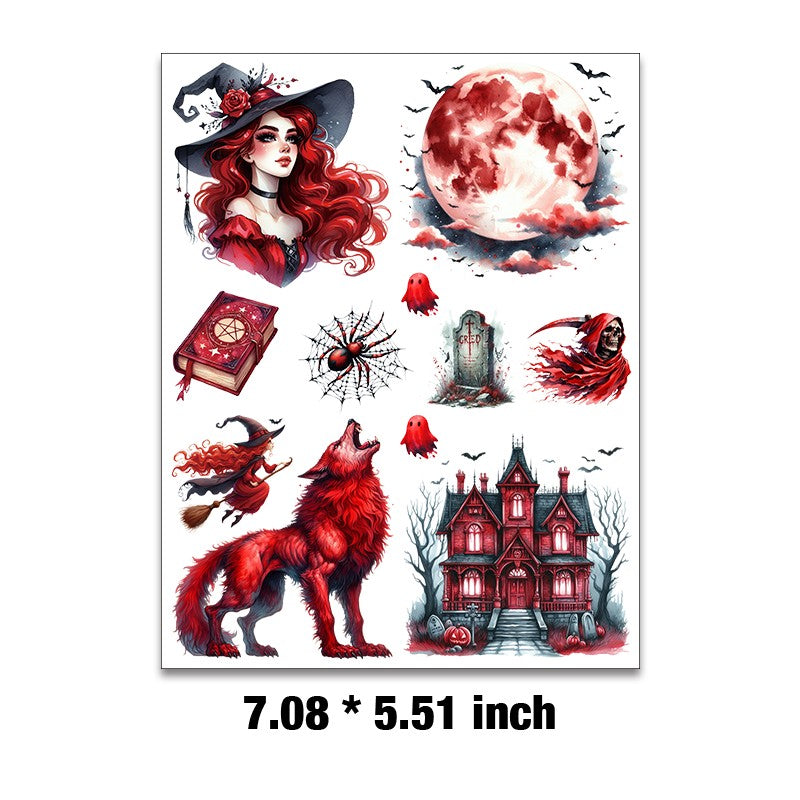 E-75- Red magic collection Embossed sticker 1 Pcs