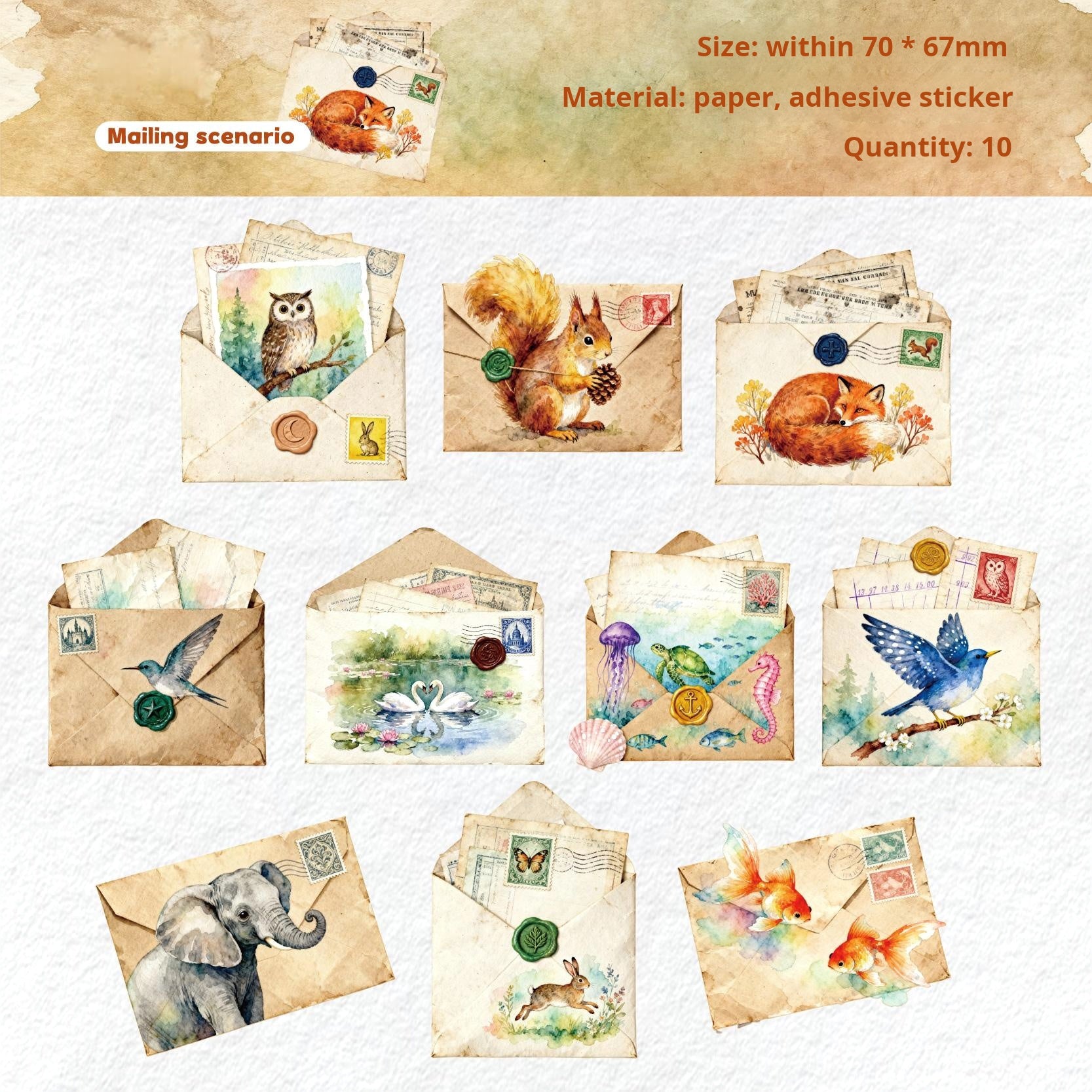 1023 Letter from afar sticker -10Pcs each pack