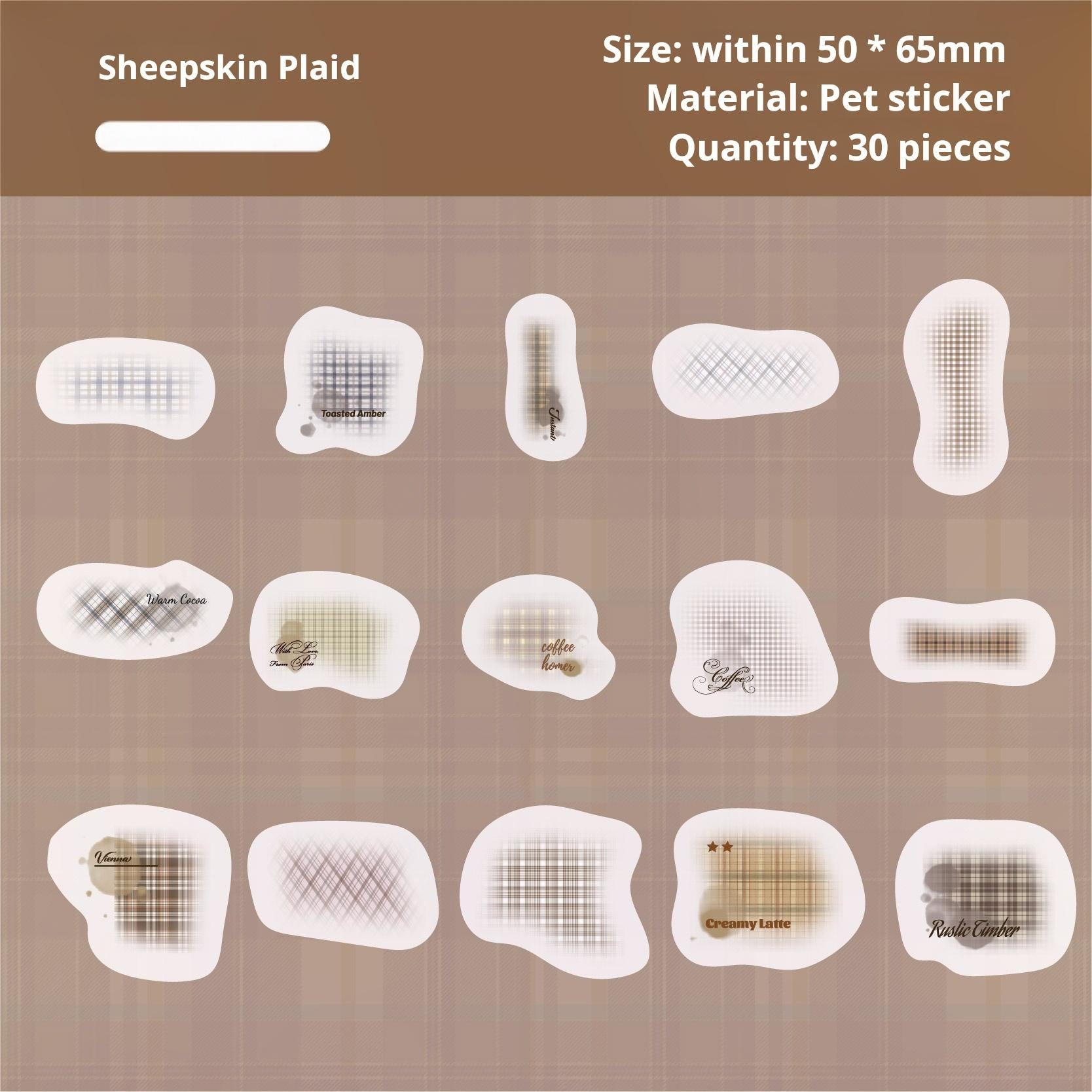 0723 Lattice PET sticker -30Pcs each pack